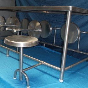 Canteen Dining Table with Foldable Stools